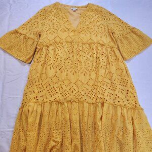 Sundance yellow eyelet boho dress (size L)